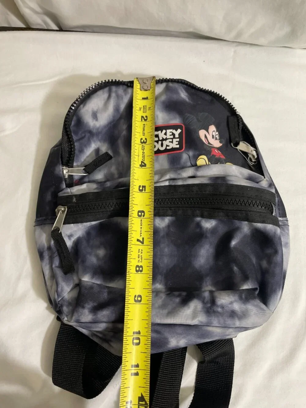 Disney Mickey Mouse Mini Backpack Gray Black Tie Dye Kids Small Daypack Bag